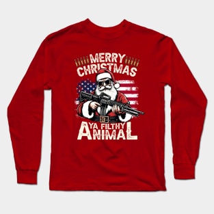 Funny Merry Christmas Ya Filthy Animal ,Christmas shirt ,Winter sign ,Holiday quote ,Retro Christmas cut file Long Sleeve T-Shirt